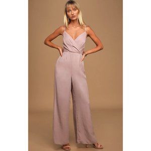 NEW Lulus Call For Me Faux Wrap Jumpsuit Dusty Lavender S Purple